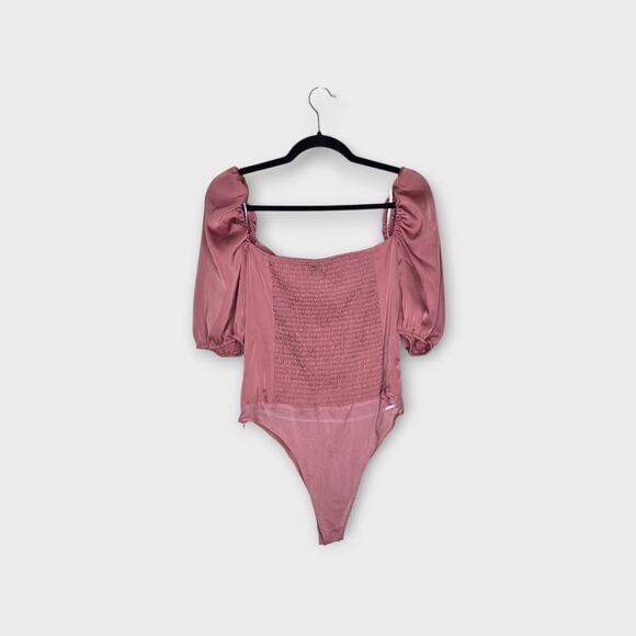 NEW Lulus Womens Sweet Personality Bodysuit XL Rose Puff Sleeve Romantic Style - Picture 10 of 10